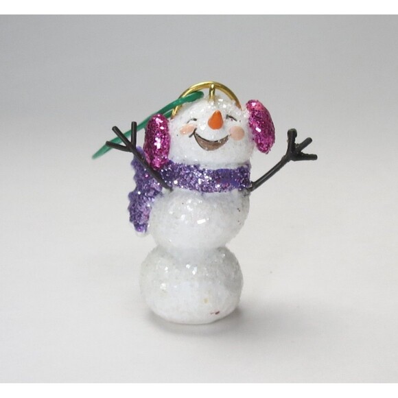 Hallmark Keepsake 2006 Jolly Snowman Replacement Minature Ornament Pink Earmuffs - Picture 1 of 5